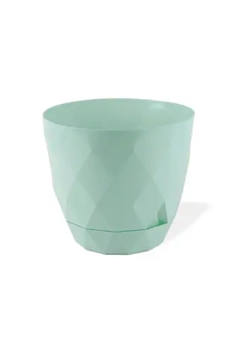 Moonlight Flower Pot 9.2 Liters Water Green 27.5cm Baklava Patterned Self-Plate Glossy Plastic-COFFEE 