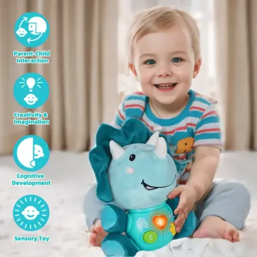 MOONTOY Baby Toys 0 to 12 Months, Baby Plush Toys 0-6 Months with Music & Light, Dinosaur Soft Sensory Toys, Infant Tummy Time Toy Gifts for 0 1 2 3 6 9 12 18 Month Age 1-3 Newborn Toddlers Boys Girls - MOONTOY (1)