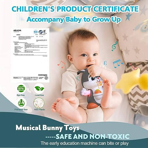 MOONTOY Bunny Musical Toy for 1 +Year Old,Baby Crawling Toys 6 to 12 Months, Baby Easter Gifts for Girls Boys Dancing Toys for 6 7 8 9 10 12 Months,Baby Learning Toy with Light & Sound - 5