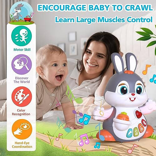 MOONTOY Bunny Musical Toy for 1 +Year Old,Baby Crawling Toys 6 to 12 Months, Babies Toys Easter Gifts for Girls Boys Dancing Toys for 6 7 8 9 10 12 Months,Baby Learning Toy with Light & Sound - 2