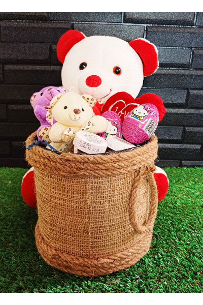 Sevgiliye Hediye 35cm Ayıcığın Nutellalı Mini Ayıcıklı Hello Kitty Yumurtalı Hediye Kutusu - lenostra (1)