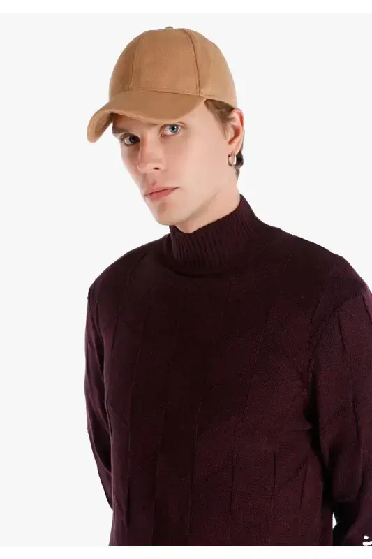 Regular Fit Balıkçı Yaka Mor Erkek Kazak - 4