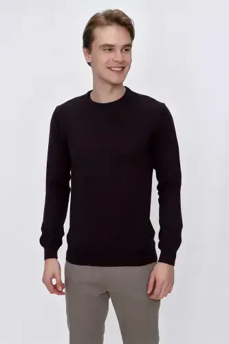 Mor Basic Dinamik Fit Rahat Kesim Bisiklet Yaka Triko Kazak 