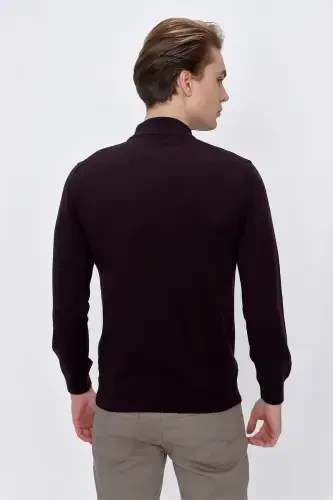 Mor Basic Dinamik Fit Rahat Kesim Yarım Balıkçı Yaka Triko Kazak - 5