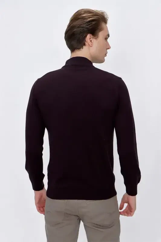 Mor Basic Dinamik Fit Rahat Kesim Yarım Balıkçı Yaka Triko Kazak - 5