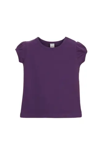 Mor Basic Kız Bebek Çıtçıtlı Sıfır Yaka Karpuz Kol Tişört-ROYAL PURPLE - 3