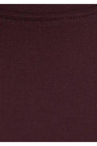 Mor Basic Tişört Semi Slim Fit / Yarı Dar Kesim 1612916-70223-Mor - 8