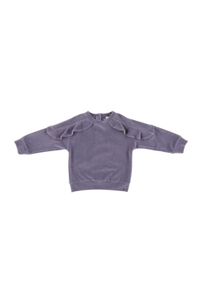 Mor fırfırlı kız bebek sweatshirt - 4