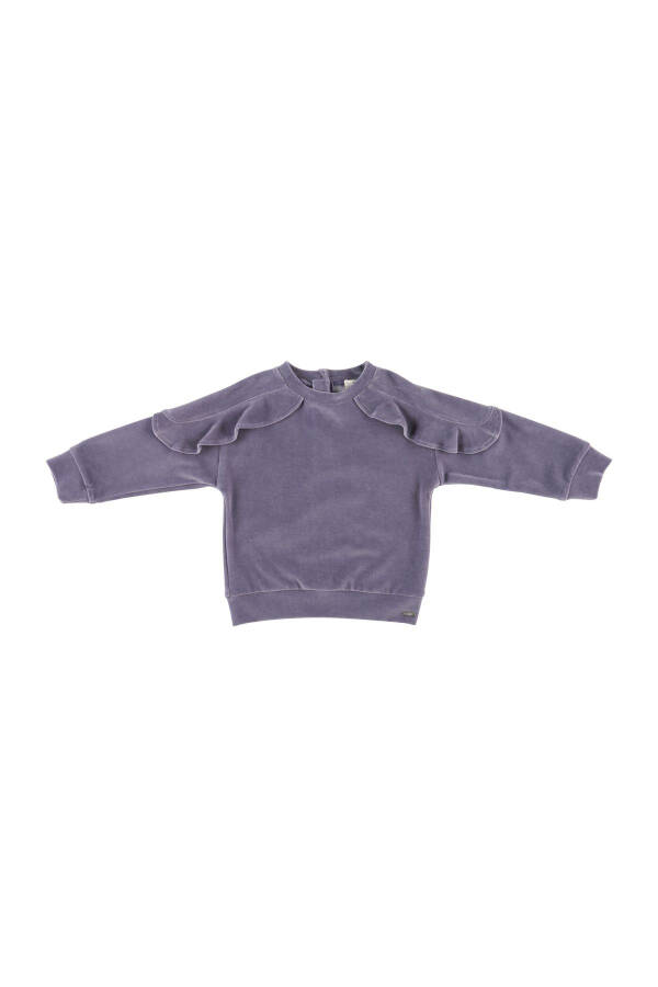 Mor fırfırlı kız bebek sweatshirt - 4