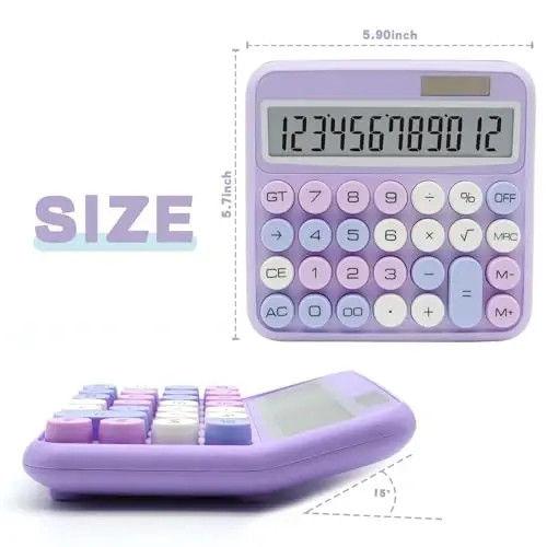 Purple Calculator, UPIHO 12 Digit with Large LCD Display and Big Buttons,Purple Office Accessories for Women Desk,Cute Calculator for Office,School, Home,Business - UPIHO (1)