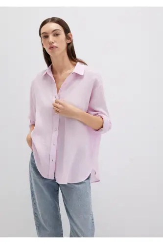 Mor Keten Gömlek Loose Fit / Bol Rahat Kesim 1210747-70507 - Mor-70507 - MAVI (1)
