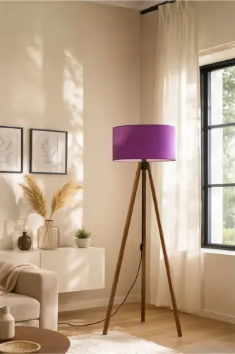 Mor Kumaş Tripod Lambader AYD-2955-Mor 