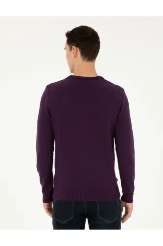 Mor Slim Fit Bisiklet Yaka Basic Triko Kazak 50296575-VR038 - Mor - 5