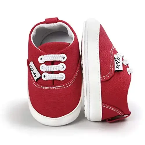 Morbido Infant Baby Boys Girls Canvas Sneaker Toddler Slip On Anti Skid Newborn First Walkers Candy Shoes for 0-18 Months - 1