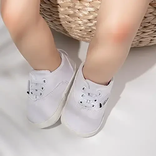 Morbido Infant Baby Boys Girls Canvas Sneaker Toddler Slip On Anti Skid Newborn First Walkers Candy Shoes for 0-18 Months - 3