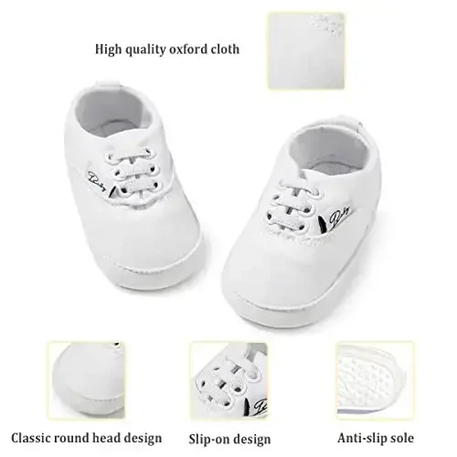 Morbido Infant Baby Boys Girls Canvas Sneaker Toddler Slip On Anti Skid Newborn First Walkers Candy Shoes for 0-18 Months - 4