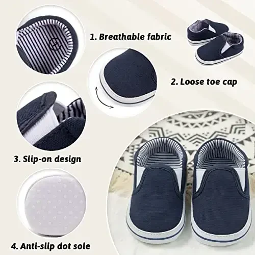Morbido Infant Baby Boys Girls Canvas Sneaker Toddler Slip On Anti Skid Newborn First Walkers Candy Shoes for 0-18 Months - 4