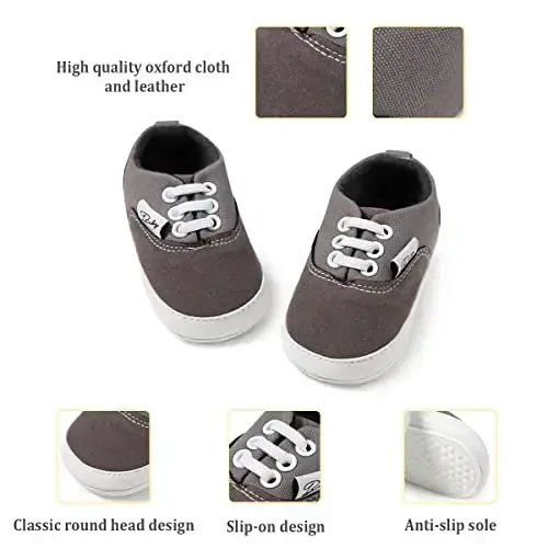 Morbido Infant Baby Boys Girls Canvas Sneaker Toddler Slip On Anti Skid Newborn First Walkers Candy Shoes for 0-18 Months - 4