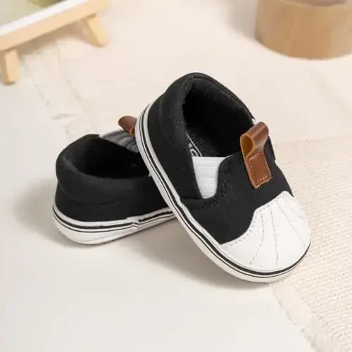 Morbido Infant Baby Boys Girls Canvas Sneaker Toddler Slip On Anti Skid Newborn First Walkers Candy Shoes for 0-18 Months - 4