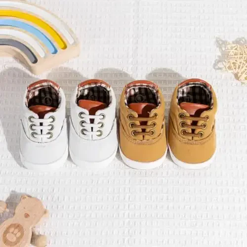 Morbido Infant Baby Boys Girls Canvas Sneaker Toddler Slip On Anti Skid Newborn First Walkers Candy Shoes for 0-18 Months - 4