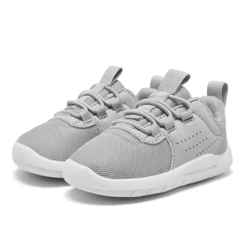 MORENDL Toddler Slip On Sneakers Baby Walking Shoes Non-Slip Breathable Unisex Pink Mesh Lace-Up Athletic Sneakers Infant Running Shoes 