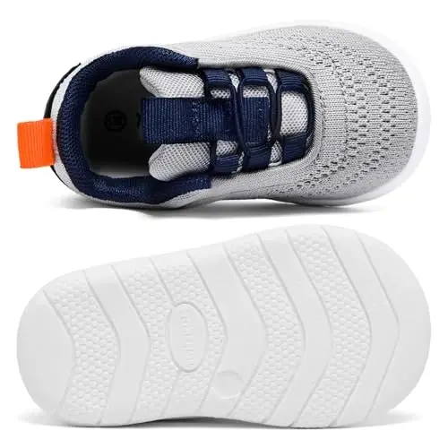MORENDL Toddler Slip On Sneakers Baby Walking Shoes Non-Slip Breathable Unisex Pink Mesh Lace-Up Athletic Sneakers Infant Running Shoes - 4