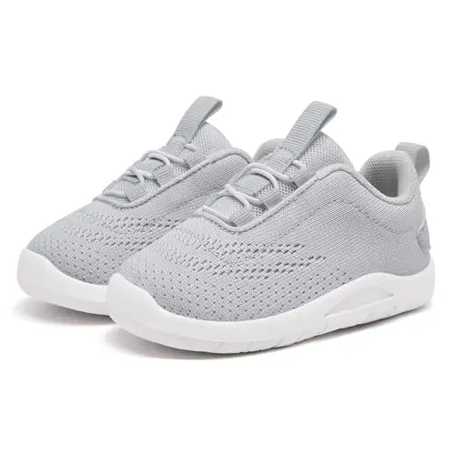 MORENDL Toddler Slip On Sneakers Baby Walking Shoes Non-Slip Breathable Unisex Pink Mesh Lace-Up Athletic Sneakers Infant Running Shoes - 1