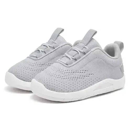 MORENDL Toddler Slip On Sneakers Baby Walking Shoes Non-Slip Breathable Unisex Pink Mesh Lace-Up Athletic Sneakers Infant Running Shoes - 1