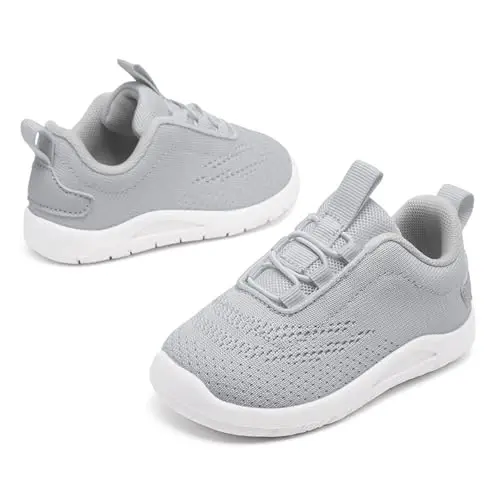 MORENDL Toddler Slip On Sneakers Baby Walking Shoes Non-Slip Breathable Unisex Pink Mesh Lace-Up Athletic Sneakers Infant Running Shoes - 3