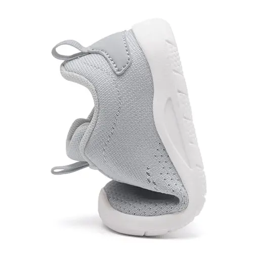 MORENDL Toddler Slip On Sneakers Baby Walking Shoes Non-Slip Breathable Unisex Pink Mesh Lace-Up Athletic Sneakers Infant Running Shoes - 5