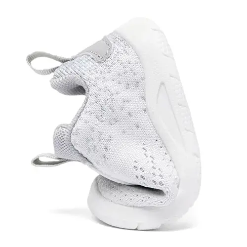 MORENDL Toddler Slip On Sneakers Baby Walking Shoes Non-Slip Breathable Unisex Pink Mesh Lace-Up Athletic Sneakers Infant Running Shoes - 5