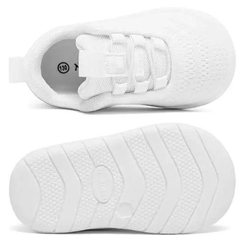 MORENDL Toddler Slip On Sneakers Baby Walking Shoes Non-Slip Breathable Unisex Pink Mesh Lace-Up Athletic Sneakers Infant Running Shoes - 3