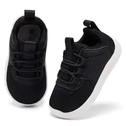MORENDL Toddler Slip On Sneakers Baby Walking Shoes Non-Slip Breathable Unisex Pink Mesh Lace-Up Athletic Sneakers Infant Running Shoes - 6