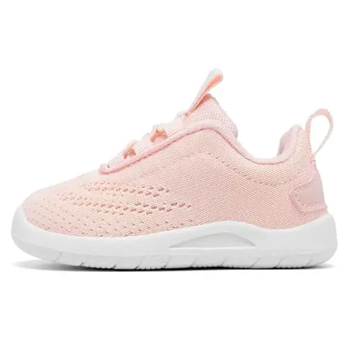 MORENDL Toddler Slip On Sneakers Baby Walking Shoes Non-Slip Breathable Unisex Pink Mesh Lace-Up Athletic Sneakers Infant Running Shoes - MORENDL (1)
