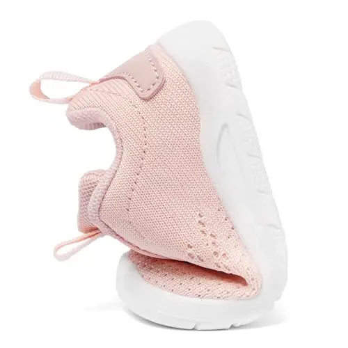 MORENDL Toddler Slip On Sneakers Baby Walking Shoes Non-Slip Breathable Unisex Pink Mesh Lace-Up Athletic Sneakers Infant Running Shoes - 5