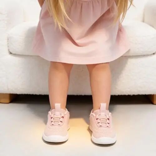 MORENDL Toddler Slip On Sneakers Baby Walking Shoes Non-Slip Breathable Unisex Pink Mesh Lace-Up Athletic Sneakers Infant Running Shoes - MORENDL
