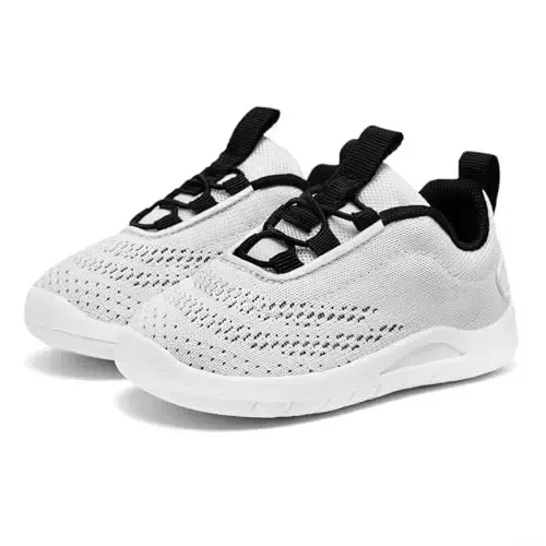 MORENDL Toddler Slip On Sneakers Baby Walking Shoes Non-Slip Breathable Unisex Pink Mesh Lace-Up Athletic Sneakers Infant Running Shoes - 1