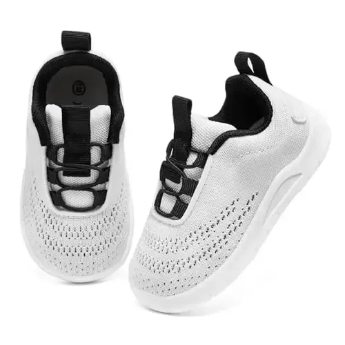 MORENDL Toddler Slip On Sneakers Baby Walking Shoes Non-Slip Breathable Unisex Pink Mesh Lace-Up Athletic Sneakers Infant Running Shoes - MORENDL (1)