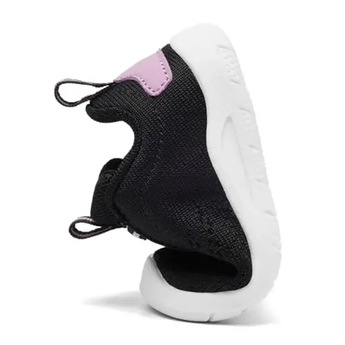 MORENDL Toddler Slip On Sneakers Baby Walking Shoes Non-Slip Breathable Unisex Pink Mesh Lace-Up Athletic Sneakers Infant Running Shoes - 5