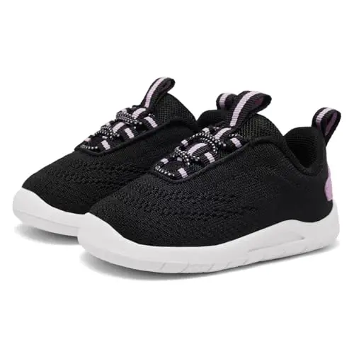 MORENDL Toddler Slip On Sneakers Baby Walking Shoes Non-Slip Breathable Unisex Pink Mesh Lace-Up Athletic Sneakers Infant Running Shoes - 1