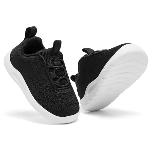 MORENDL Toddler Slip On Sneakers Baby Walking Shoes Non-Slip Breathable Unisex Pink Mesh Lace-Up Athletic Sneakers Infant Running Shoes - 6