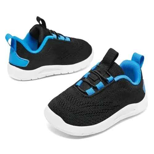 MORENDL Toddler Slip On Sneakers Baby Walking Shoes Non-Slip Breathable Unisex Pink Mesh Lace-Up Athletic Sneakers Infant Running Shoes - 3