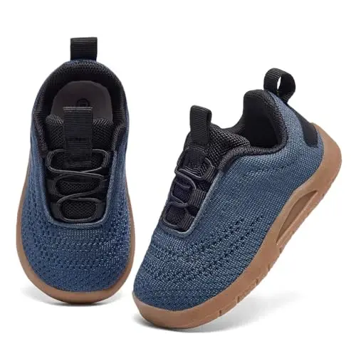 MORENDL Toddler Slip On Sneakers Baby Walking Shoes Non-Slip Breathable Unisex Pink Mesh Lace-Up Athletic Sneakers Infant Running Shoes - 7