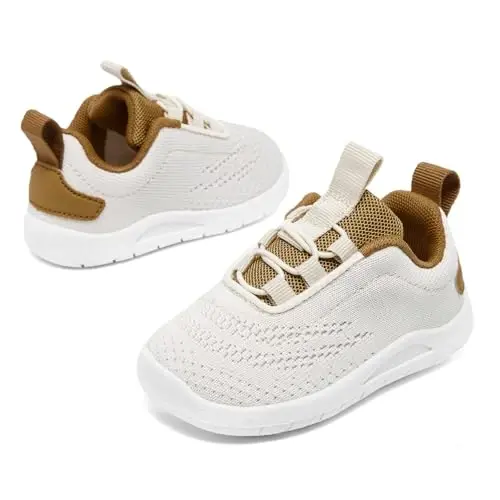MORENDL Toddler Slip On Sneakers Baby Walking Shoes Non-Slip Breathable Unisex Pink Mesh Lace-Up Athletic Sneakers Infant Running Shoes - 2
