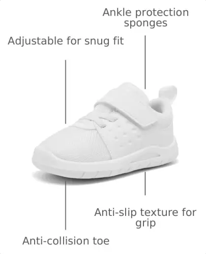 MORENDL Toddler Baby Shoes 0-4 Years Boy Girl Lightweight Breathable Non-Slip Sports Sneakers Running Walking Tennis Barefoot Shoes - 3