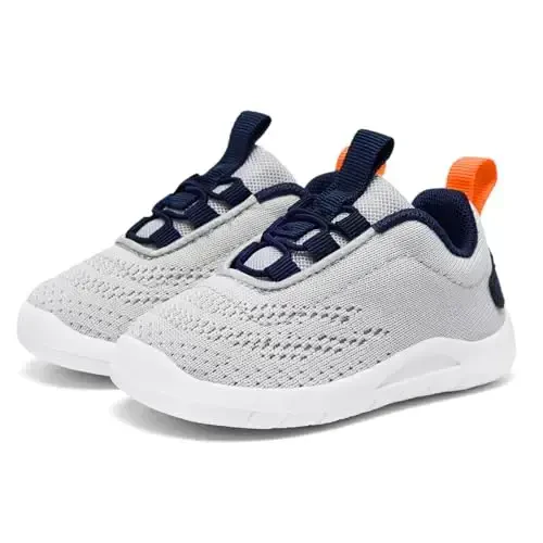 MORENDL Toddler Slip On Sneakers Baby Walking Shoes Non-Slip Breathable Unisex Pink Mesh Lace-Up Athletic Sneakers Infant Running Shoes - 1