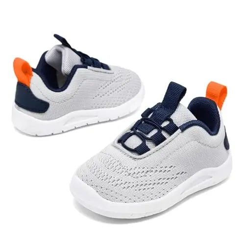 MORENDL Toddler Slip On Sneakers Baby Walking Shoes Non-Slip Breathable Unisex Pink Mesh Lace-Up Athletic Sneakers Infant Running Shoes - 3