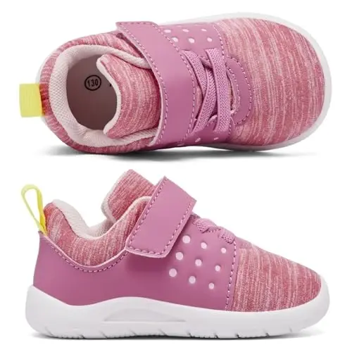MORENDL Toddler Baby Shoes 0-4 Years Boy Girl Lightweight Breathable Non-Slip Sports Sneakers Running Walking Tennis Barefoot Shoes - 4