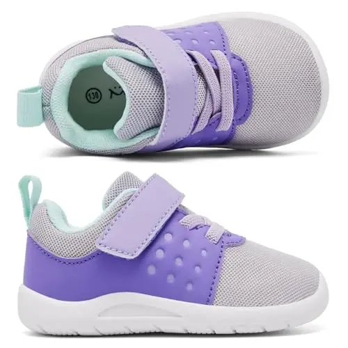 MORENDL Toddler Baby Shoes 0-4 Years Boy Girl Lightweight Breathable Non-Slip Sports Sneakers Running Walking Tennis Barefoot Shoes - 4