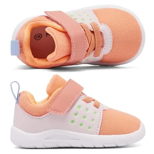 MORENDL Toddler Baby Shoes 0-4 Years Boy Girl Lightweight Breathable Non-Slip Sports Sneakers Running Walking Tennis Barefoot Shoes - 4